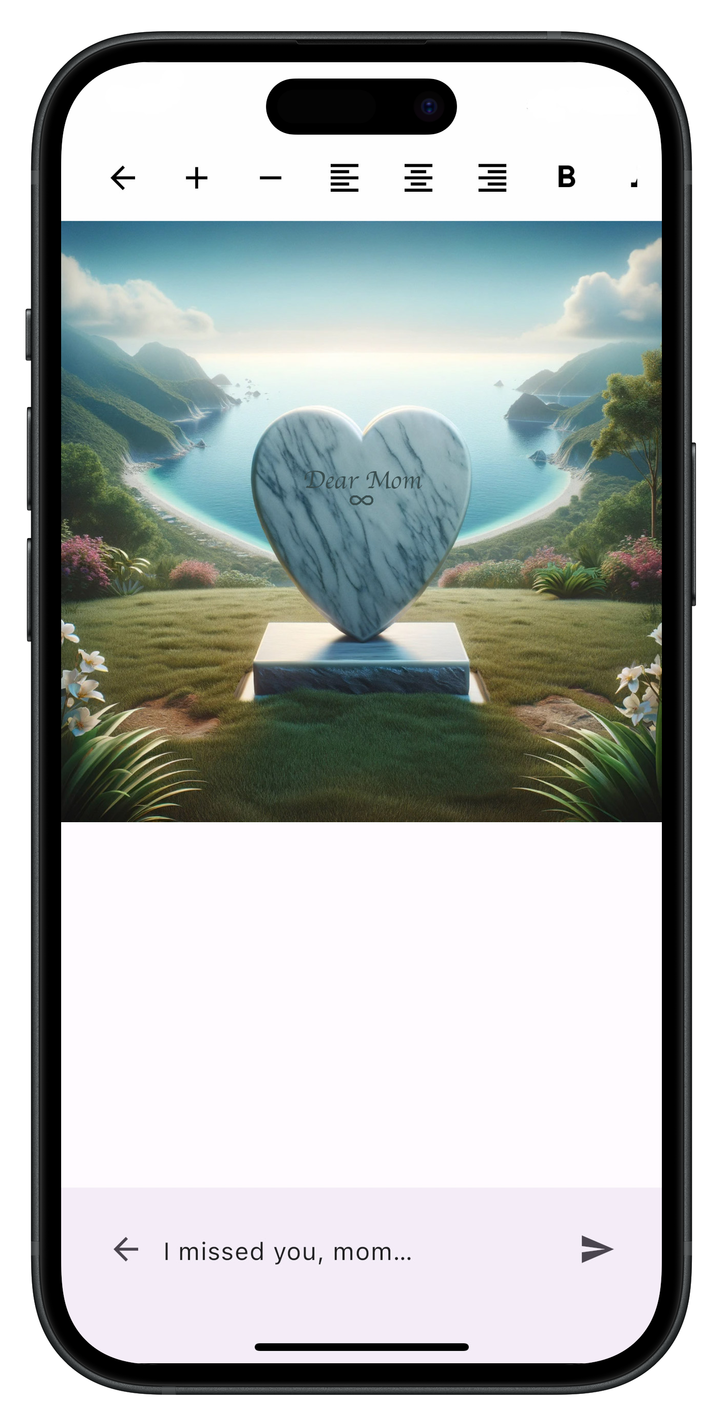 After You — a heart-shaped marble tribute engraved 'Dear Mom', with a heartfelt message to a lost mother
